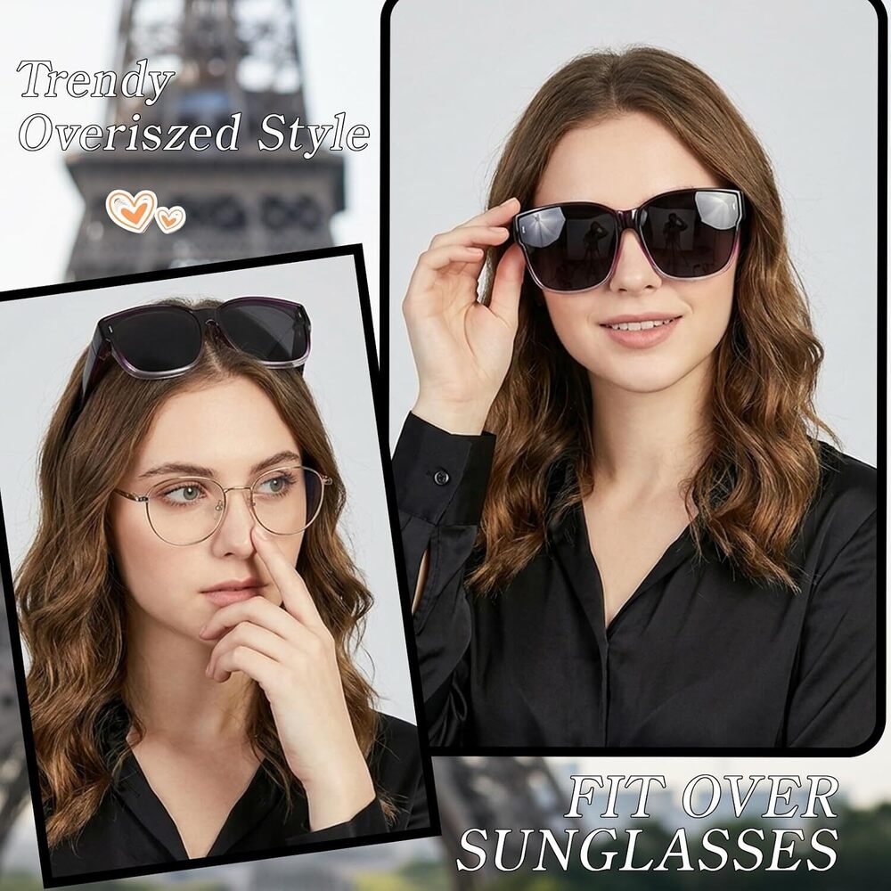 Oversized Fit Over Sunglasses for Women, Trendy Wear Over Glasses - Picture 3 of 6